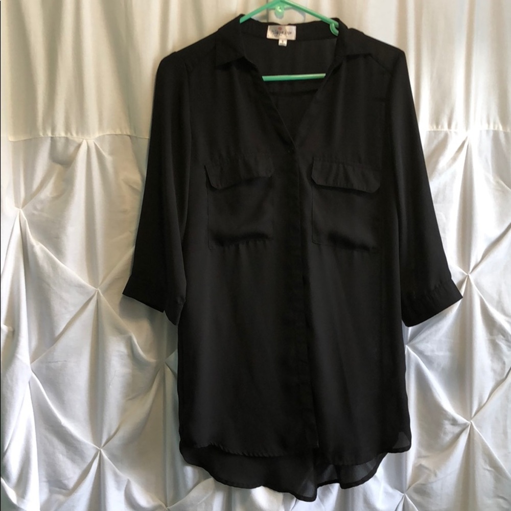 Black zig zag stripe pocket tunic